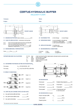 CERTUS hydraulic buffer enquiry form Englisch